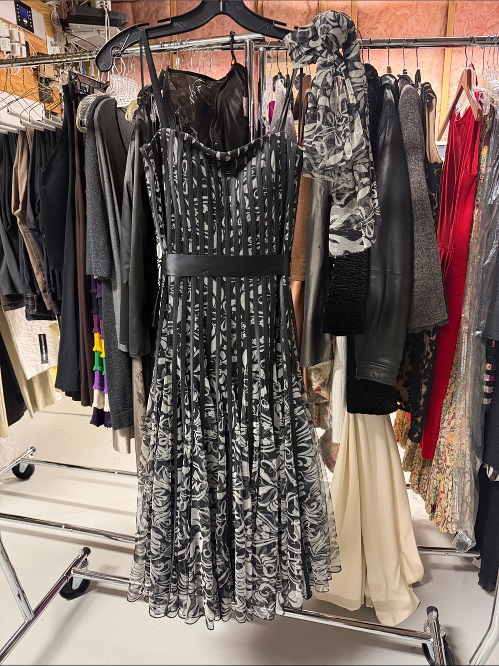 JS Collections Y2K vintage mesh fit-and-flare midi dress Size 4